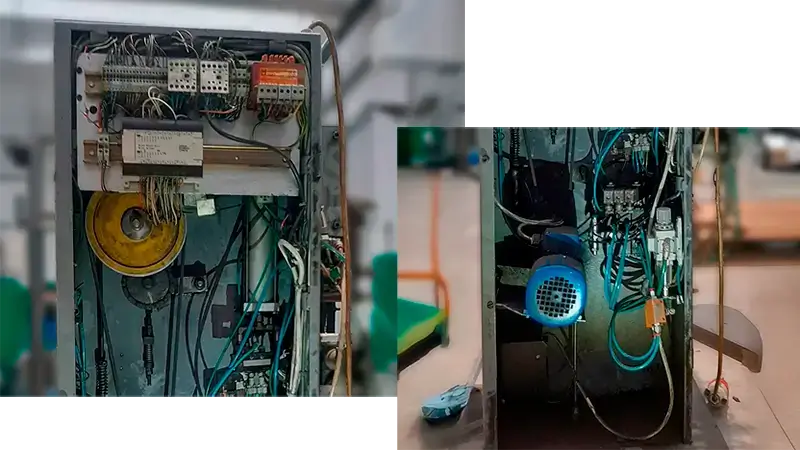 impianto semiautomatico per il taglio in linea di guaine in metallo non più utilizzabile